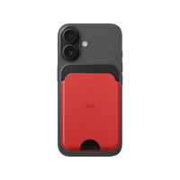 Crimson-Grey Leatherite MagSafe Card Wallet